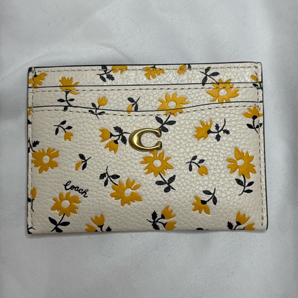 Coach Cream and Yellow Floral Card Holder - Picture 1 of 7